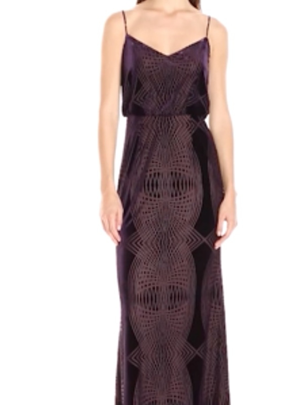 NWT Adrianna Papell Aubergine Burnt Velvet Dress size 6 Spaghetti Straps